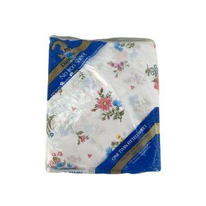 Danville No Iron Twin Fitted Sheet Rose Flowers Pink Blue Green Floral New Old S